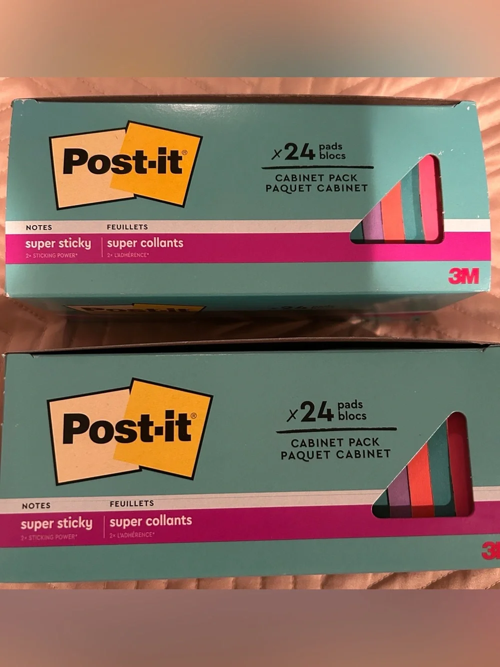 Post-it Notes Super Sticky 24x2 (2 boxes of 24) Pink, Purple, Orange, Turquoise